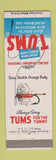 Matchbook Cover - Tums Antacid Gray Hackle Orange Body Fly Fishing Lure