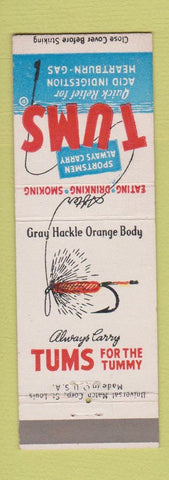 Matchbook Cover - Tums Antacid Gray Hackle Orange Body Fly Fishing Lure