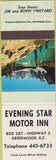 Matchbook Cover - Evening Star Motor Inn Greenwood BC