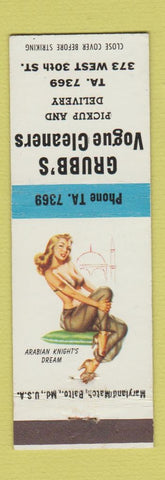 Matchbook Cover - Grubb's Vogue Cleaners pinup