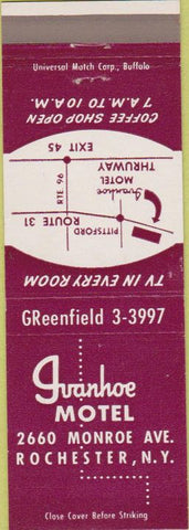 Matchbook Cover - Ivanhoe Motel Rochester NY
