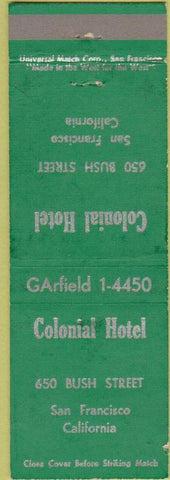 Matchbook Cover - Colonial Hotel San Francisco CA