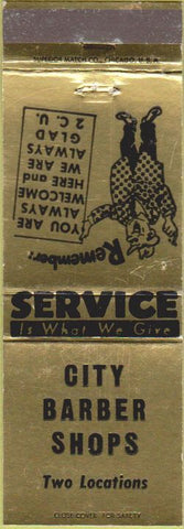 Matchbook Cover - City Barber Shop Des Plaines Mount Prospect IL