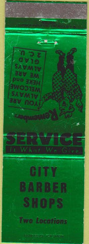 Matchbook Cover - City Barber Shop Des Plaines Mount Prospect IL