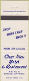 Matchbook Cover - Clear View Motel Simcoe ON