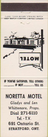 Matchbook Cover - Noretta Motel Stratford ON