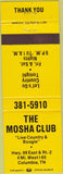 Matchbook Cover - Mosha Club Columbia TN