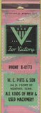 Matchbook Cover - Pitts Son Machinery Memphis TN WWII Cotton Gin