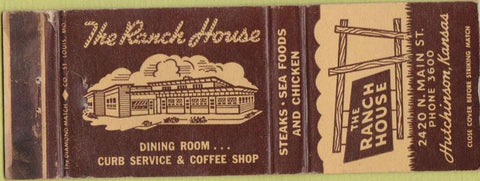 Matchbook Cover - Ranch Hosue Hutchinson KS