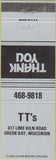 Matchbook Cover - TT's Green Bay WI