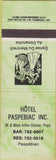 Matchbook Cover - Hotel Paspebiac Inc Paspebiac