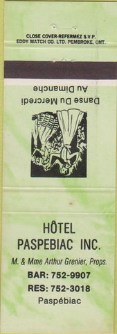 Matchbook Cover - Hotel Paspebiac Inc Paspebiac