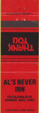 Matchbook Cover - Al's Never Inn Oshkosh WI
