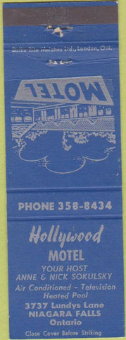Matchbook Cover - Hollywood Motel Niagara Falls ON