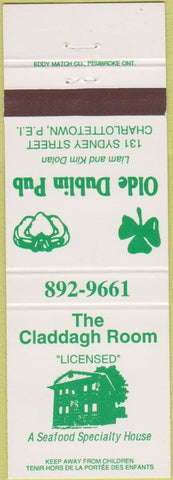 Matchbook Cover - Claddagh Room Charlottetown Price Edward Island