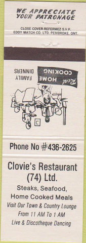 Matchbook Cover - Clovie's Restaurant disco