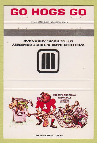 Matchbook Cover - Arkansas Razorbacks Bank Little Rock AR Schedule 40 Strike