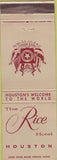 Matchbook Cover - The Rice Hotel Houston TX crease