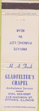 Matchbook Cover - Gladfelter's Chapel ambulance Ottawa IL