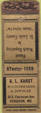 Matchbook Cover - AL Karst Watch maker Jeweler Ferguson MO WORN