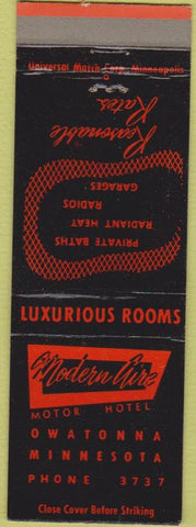 Matchbook Cover - Modern Aire Motor Hotel Owatonna MN