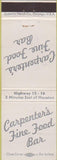 Matchbook Cover - Carpenter's Fine Food Mauston