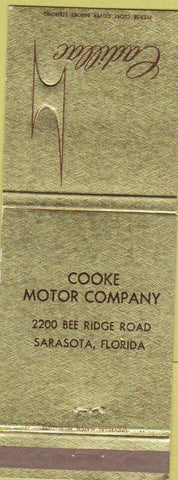 Matchbook Cover - Cooke Cadillac Sarasota FL