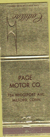 Matchbook Cover - Page Motors Cadillac Milford CT