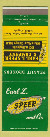 Matchbook Cover - Earl Speer Peanut Broker Albany GA Dallas TX Suffolk VA