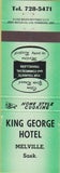 Matchbook Cover - King George Hotel Melville SK