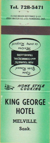 Matchbook Cover - King George Hotel Melville SK