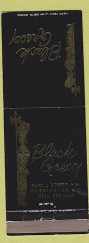 Matchbook Cover - Black Greco Washington DC