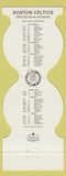 Matchbook Cover - Boston Celtics 1982 sechedule