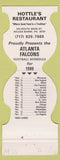 Matchbook Cover - Atlanta Falcons Hottle's Wilkes Barre PA