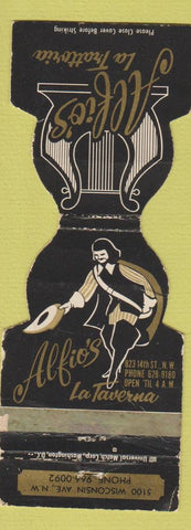 Matchbook Cover - Alfio's La Taverna Washington DC WORN Jewelite