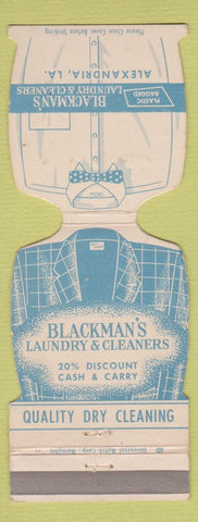 Matchbook Cover - Blackman's Laundry Cleaners Alexandria LA Jewelite