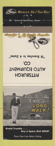 Matchbook Cover - Pittsburgh Auto Equipment Gates Rubber Belts