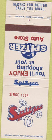 Matchbook Cover - Spitzer Auto Store car sales NO TOWN