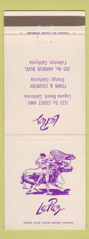 Matchbook Cover - La Paz Laguna Beach Orange Fullerton CA Mexican Food