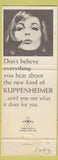 Matchbook Cover - Kuppenheimer Clothes Baum's Mercedes McAllen Harlingen TX