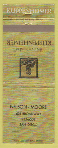 Matchbook Cover - Kuppenheimer Clothes Nelson Moore San Diego CA #2