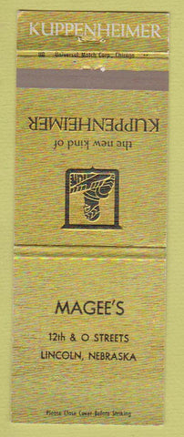 Matchbook Cover - Kuppenheimer Clothes Magee's Lincoln NE