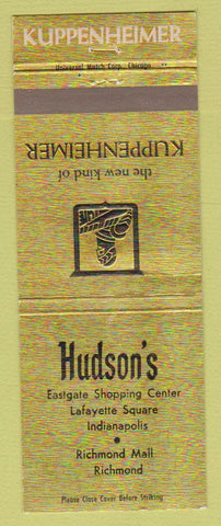 Matchbook Cover - Kuppenheimer Clothes Hudson's Richmond Indianapolis IN
