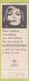 Matchbook Cover - Kuppenheimer Clothes Hudson's Richmond Indianapolis IN