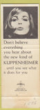 Matchbook Cover - Kuppenheimer Clothes Hibbs Salt Lake City UT #2