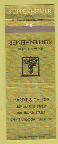Matchbook Cover - Kuppenheimer Clothes Hardie Caudle Chattanooga TN #1