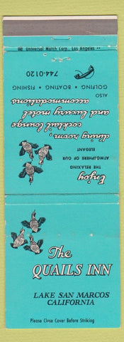 Matchbook Cover - The Quails Inn Lake San Marcos CA WEAR