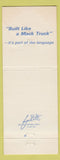 Matchbook Cover - Mack Trucks Semis Rochester MN 75th