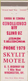 Matchbook Cover - Skylit Motel Winchester KY