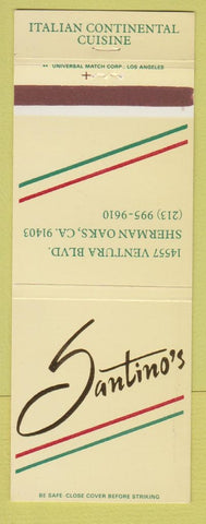 Matchbook Cover - Santino's Italian Sherman Oaks CA